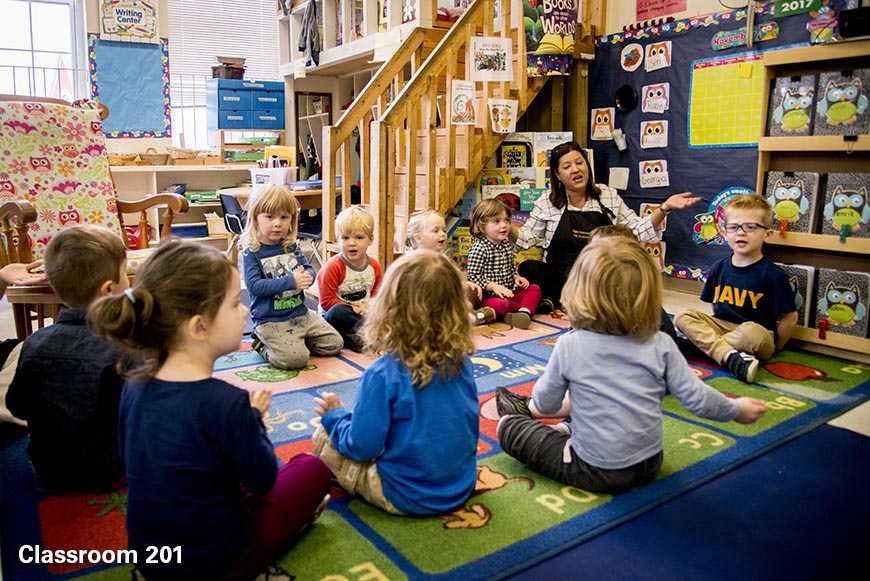 Classroom 201 in the Child Development Center.